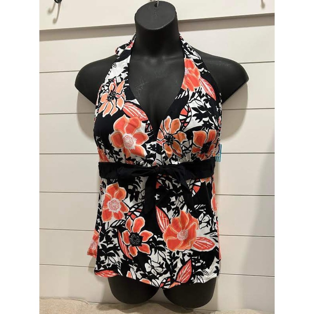 Shore Club Womens Floral Halter Tankini Top Tropical Beach Pool Size 22 NWT 2888